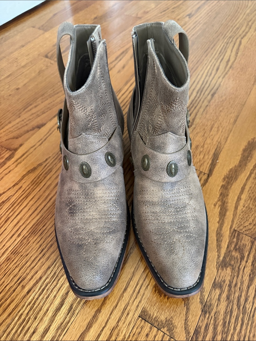Pierre Dumas Taupe Western-Style Ankle Booties